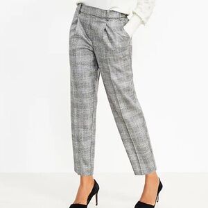 LOFT Shimmer Plaid Trousers Gray Metallic Ankle Pants size XS